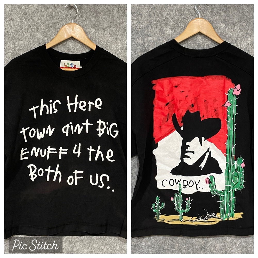 b2Ss Gino Mens Cowboy Graphic Heavyweight T Shirt Size S Streetwear Made in USA